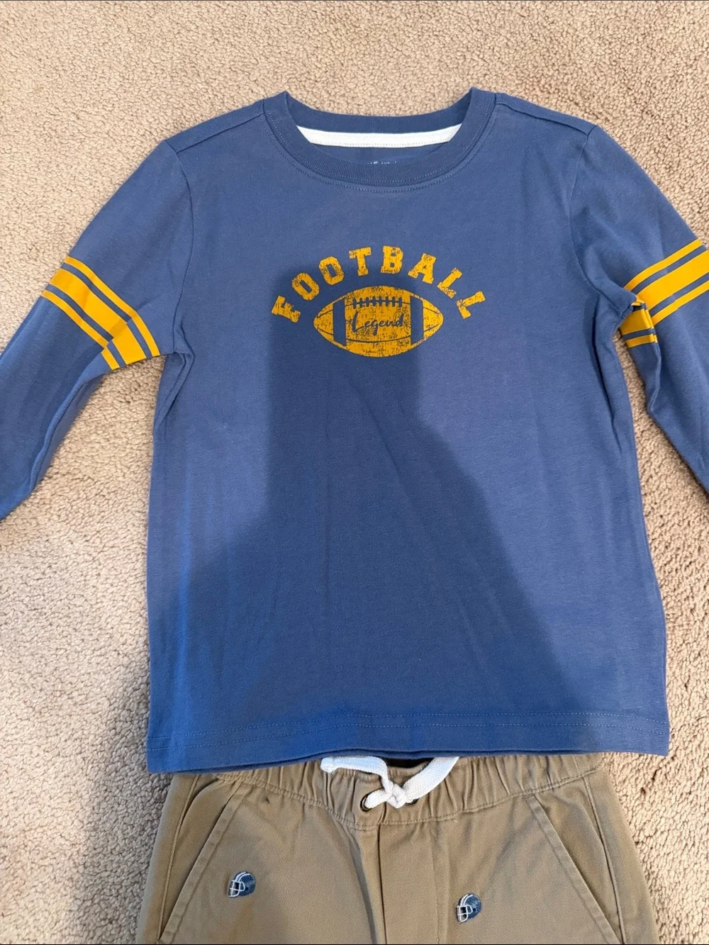 Janie and Jack Blue Football Top with Olive Embroidered Joggers